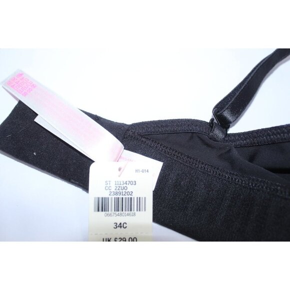 Pink By Victoria Secret 34 C Pink Black Solid Lightly Padded Unwired NWT - Picture 7 of 12